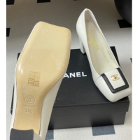 Charming Chanel Lambskin Leather Pumps 9cm with Foldover CH122303 White 2026