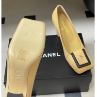 Pretty Style Chanel Lambskin Leather Pumps 9cm with Foldover CH122303 Beige 2026