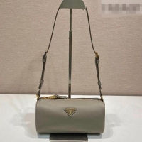 Buy Discount Prada Leather pouch bag 1BC239 Grey 2026