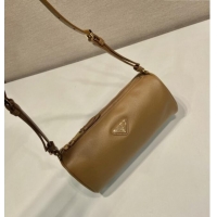 Cheapest Prada Leather pouch bag 1BC239 Light Brown 2026
