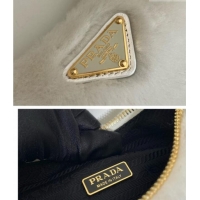 Best Price Prada Re-Edition mini shearling bag 1BC204 White 2026