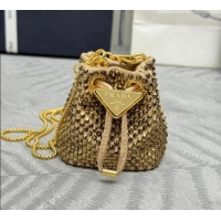 Good Product Prada Crystal Embellished Satin Mini Pouch 1NR016 Gold 2026