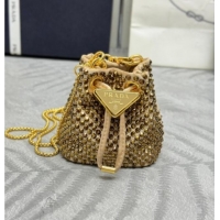 Good Product Prada Crystal Embellished Satin Mini Pouch 1NR016 Gold 2026