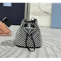 Best Quality Prada Crystal Embellished Satin Mini Pouch 1NR016 Clear 2026