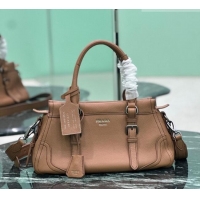 Luxury Cheap Prada Large leather tote bag 1BG604 Brown 2026