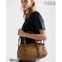 Luxury Cheap Prada Large leather tote bag 1BG604 Brown 2026