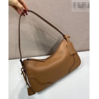 Big Discount Prada Aimee large leather shoulder bag 1BC280 Brown 2026