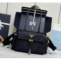 Promotional Prada Explore medium nylon tote bag 1BG596 Black 2025
