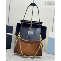 Buy Cheap Prada Enchaîné small leather bag 1BC261 Brown 2026