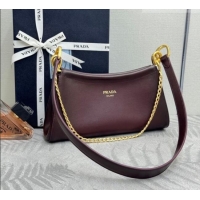 Well Crafted Prada Enchaîné small leather bag 1BC261 Burgundy 2026