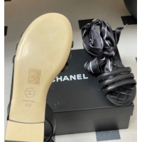 Low Cost Chanel Lambskin Leather & Silk Flat Sandals CH122304 Black 2026