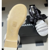 Best Price Chanel Lambskin Leather & Silk Flat Sandals CH122304 White 2026