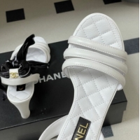 Purchase Chanel Lambskin Leather & Silk Heel Sandals CH122304 White 2026