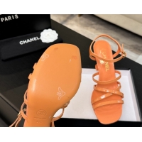 Luxurious Chanel Patent Calfskin Leather Heel Sandals 9cm G46901 Orange 2026