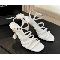 Most Popular Chanel Patent Calfskin Leather Heel Sandals 9cm G46901 White 2026