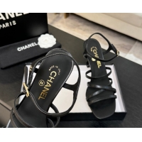 Grade Quality Chanel Calfskin Leather Heel Sandals 9cm G46901 Black 2026