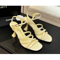 Good Looking Chanel Patent Calfskin Leather Heel Sandals 9cm G46901 Yellow 2026