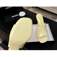 Sumptuous Chanel Patent Calfskin Leather Heel Slides Sandal 9cm G46904 Yellow 2026