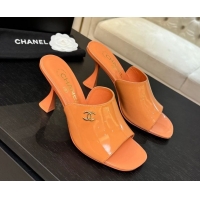 Classic Hot Chanel Patent Calfskin Leather Heel Slides Sandal 9cm G46904 Orange 2026