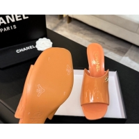Classic Hot Chanel Patent Calfskin Leather Heel Slides Sandal 9cm G46904 Orange 2026