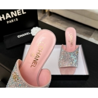 Best Price Chanel Suede & Strass Heel Slides Sandal 9cm G46904 Pink 2026