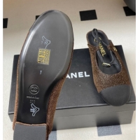 Unique Style Chanel Tweed & Grosgrain Slingbacks Flat CH122401 Brown 2026