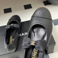 Popular Style Chanel Calfskin Leather Ballet Flats with Bow CH122402 Black2 2026