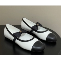 Best Product Chanel Calfskin Leather Ballet Flats with Bow CH122402 White/Black 2026