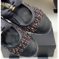 Top Design Chanel Tweed & Leather Ballet Flats with Bow CH122402 Black/Multicolor 2026