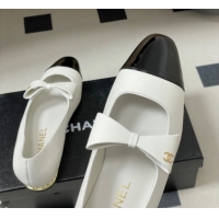 Inexpensive Chanel Lambskin & Patent Leather Ballet Flats with Bow CH122403 Black/White 2026