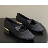 Hot Style Chanel Satin Ballet Flats with Bow CH122403 Black 2026