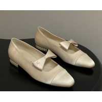 Good Looking Chanel Satin Ballet Flats with Bow CH122403 Beige 2026