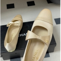 Good Looking Chanel Satin Ballet Flats with Bow CH122403 Beige 2026