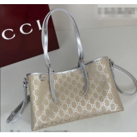 Best Price Gucci GG Canvas Emblem Medium Tote Bag 815214 Silver