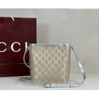 Promotional Gucci GG Canvas Emblem Nano Bucket Bag 847090 Silver 2026
