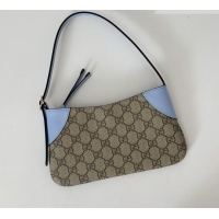 Luxury Discount Gucci GG Canvas Emblem Mini Shoulder bag 820696 Light Blue 2026