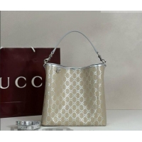 Affordable Price Gucci GG Canvas Emblem Medium Bucket Bag 815103 Silver 2026