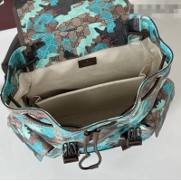Top Grade Gucci Mens Ophidia Large Backpack Bag in Camouflage GG Fabric 839110 Blue 2026