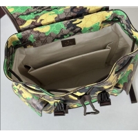 Top Quality Gucci Mens Ophidia Large Backpack Bag in Camouflage GG Fabric 839110 Green/Yellow 2026
