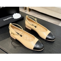 Popular Style Chanel Lambskin Leather Ballet Flats with Logo Loop G46932 Beige
