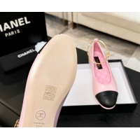 Best Grade Chanel Lambskin Leather Ballet Flats with Logo Loop G46932 Pink 2026