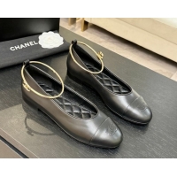 Best Price Chanel Lambskin Leather Ballet Flats with Logo Loop G46932 Black 2026