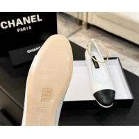 Sumptuous Chanel Lambskin Leather Ballet Flats with Logo Loop G46932 White 2026