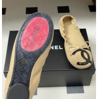 Good Quality Chanel Lambskin Leather Ballet Flats with Maxi CC CH122402 Beige 2026