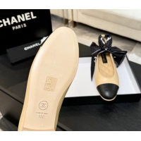 Top Grade Chanel Lambskin Leather & Silk Ballet Flats with Ankle Strap CH122403 Beige 2026