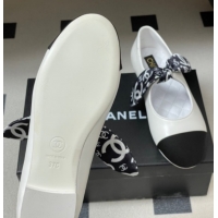 Unique Style Chanel Lambskin, Silk & Grosgrain Ballet Flats with Bow G46937 White 2026