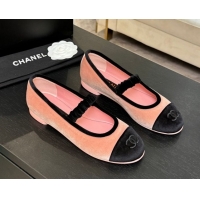 Shop Cheap Chanel Velvet Mary Janes Ballet Flats with Bow G46542 Pink 2026