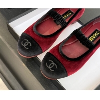 Discount Chanel Velvet Mary Janes Ballet Flats with Bow G46542 Red 2026