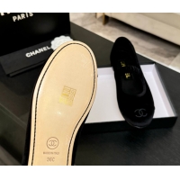 Low Cost Chanel Velvet Mary Janes Ballet Flats with Bow G46542 Black 2026