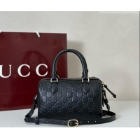 Best Price Gucci GG Emblem Leather Small Boston Bag 848889 Black 2026
